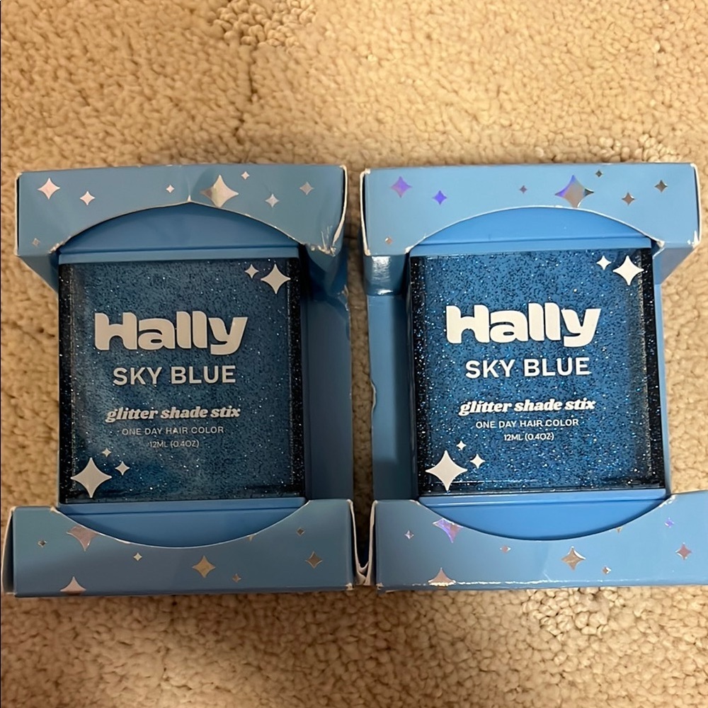 2 Hally Sky Blue Glitter Shade Stix Temporary & Mess Free Wand Applicator